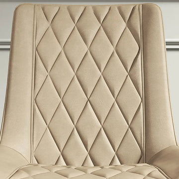Beige Dining Chair Leather Dining Chair Set of 2 with Solid Back